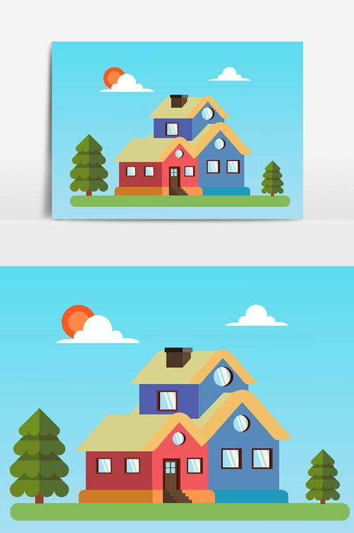 房子卡通免抠图设计元素图片